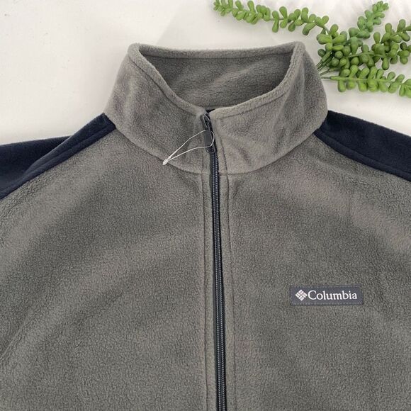 Columbia Men's Fleece Zip-Up Vest Green Black XL - Picture 6 of 15